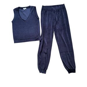 Goldie Lewinter Navy Blue Sleeveless Top and Jogger Loungewear Set, S